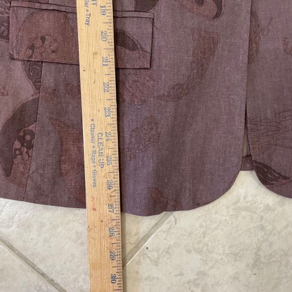 NWT Coldwater Creek classic linen blend Floral Blazer jacket women’s 10 Brown - Picture 8 of 13
